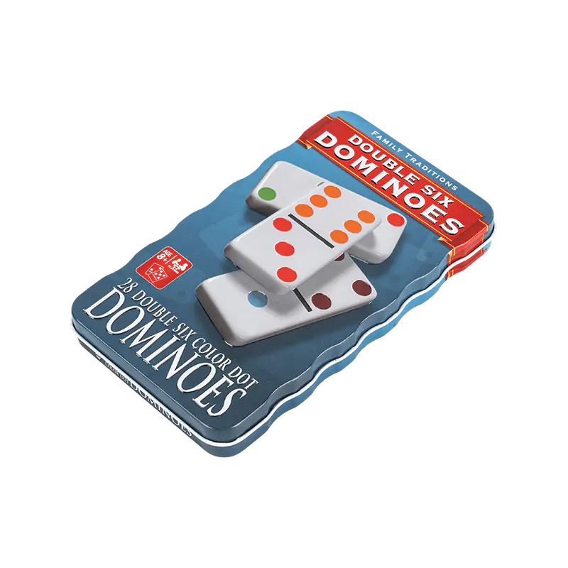 Double Enam Domino Dengan Kotak Besi Pengumpul Biru Biru