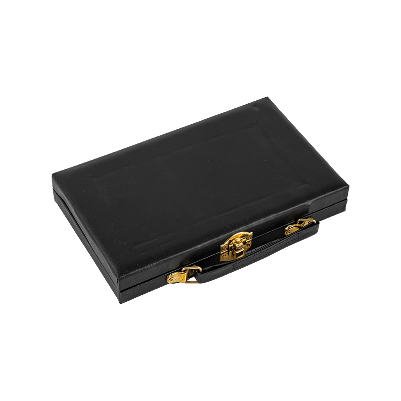 Double Enam Domino dengan Kes Kulit Portable Hitam