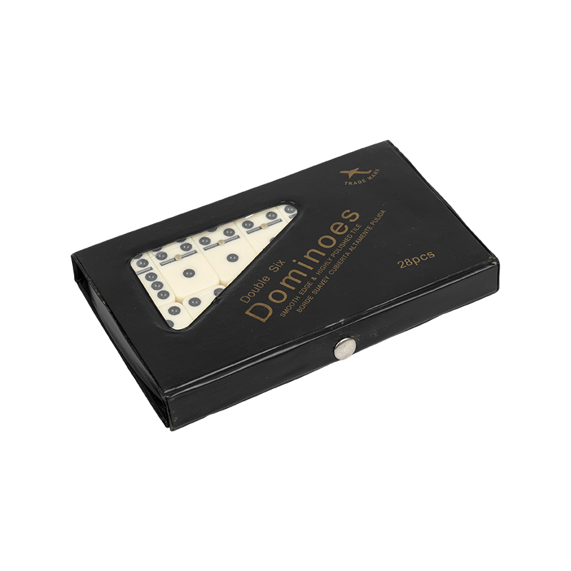 Double Enam Domino dengan Kes Vinil Hitam 