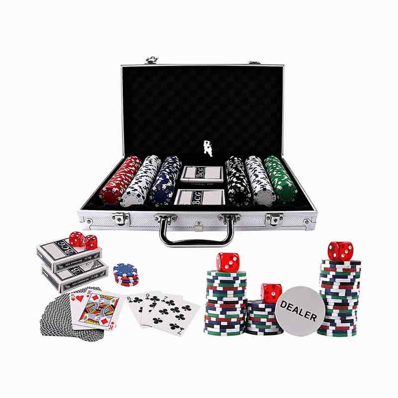 300psc Texas Hold'em Poker Chips ditetapkan dalam kotak aluminium